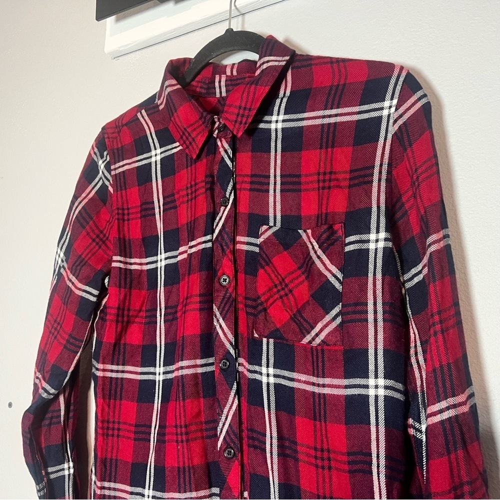 Rails Hunter Plaid Button Up Shirt Cherry Navy White Size XS Soft - Picture 6 of 12